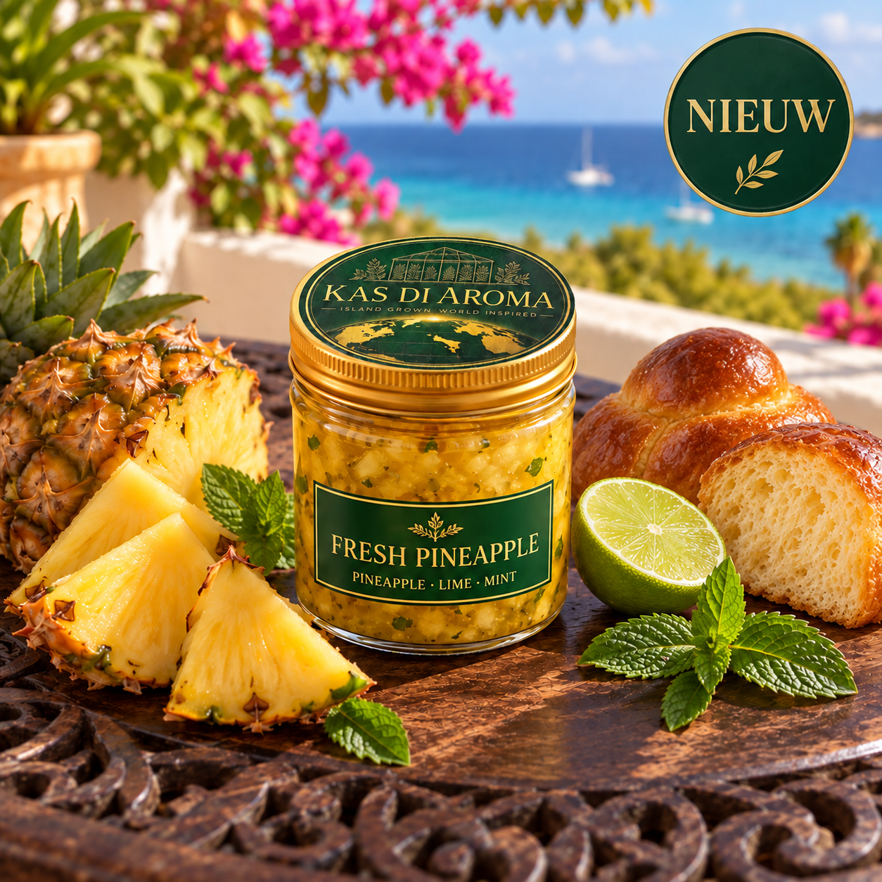 Potje Fresh Pineapple dip met verse ananas, limoen en munt